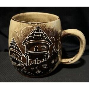 Vintage Crescent Potteries South Africa Mug hand-Painted Scenic "A96" MidCentury
